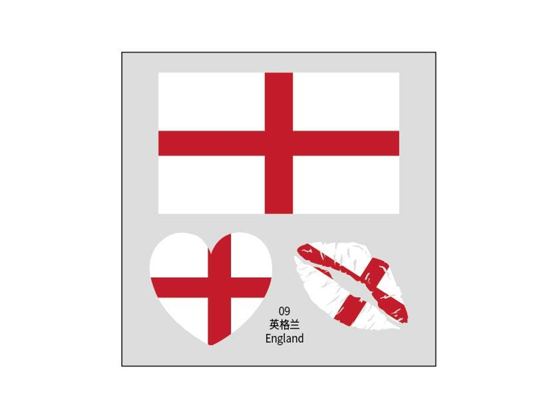 (inglaterra) 50 Tatuajes Temporales De Banderas, Pegatinas Faciales De Transferencia Al Agua.