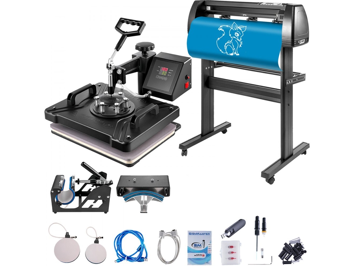 Máquina de sublimación 5 en 1 con prensa térmica, plotter de vinilo de 34 pulgadas y software Tekmaquinas