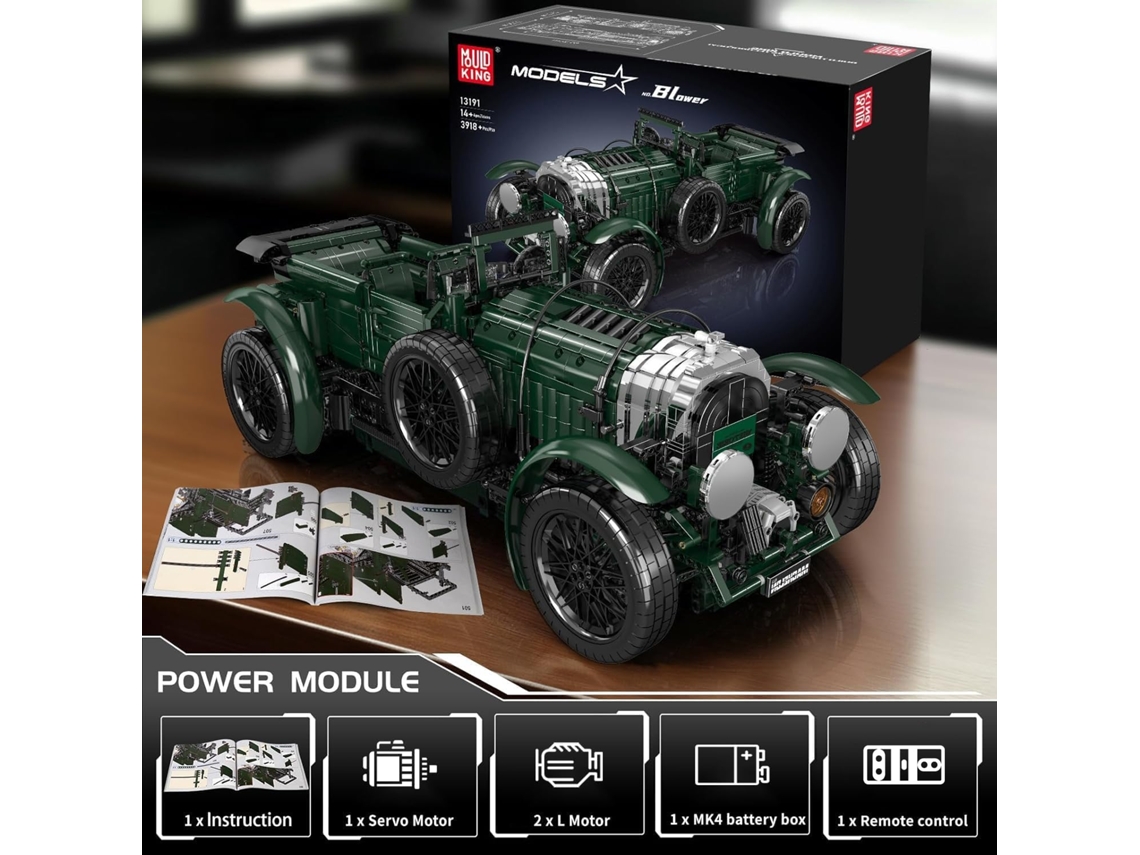 Juego De Bloques De Construcción De Coche Deportivo Motorizado De Estilo Retro (3918 Piezas) - Modelo De Control Remoto Eléctrico