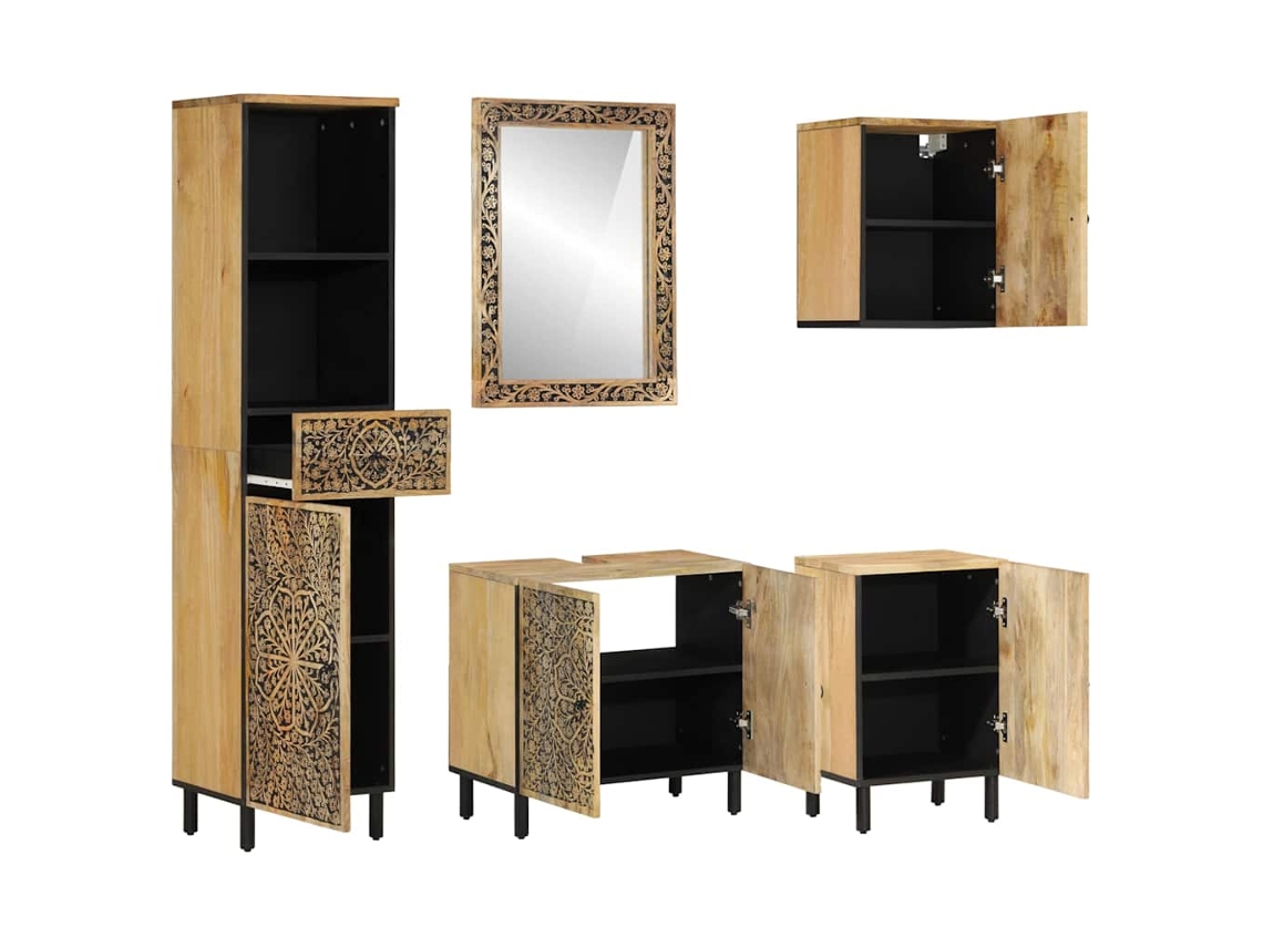 Maison Exclusive - Conjunto De Muebles De Baño 5 Piezas Madera Maciza De Mango