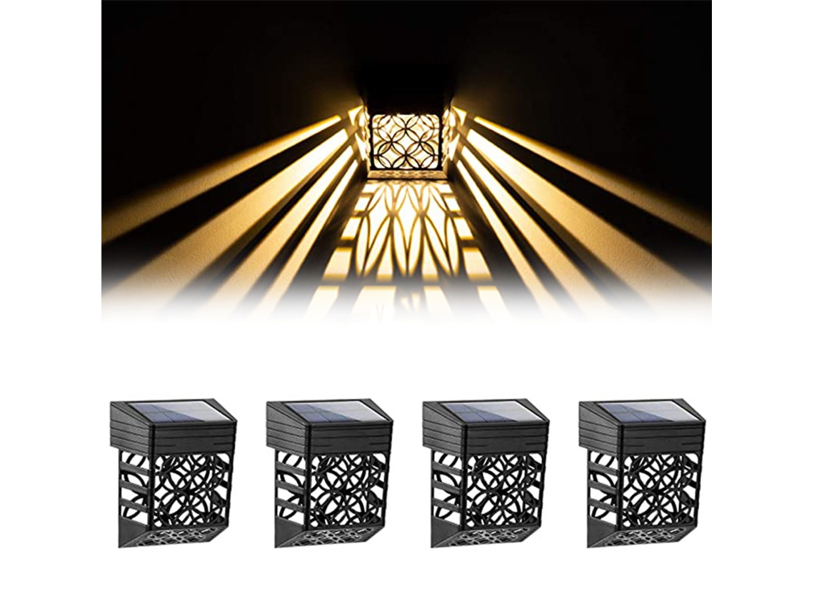 Paquete De 4 Luces Solares Para Vallas, Exteriores Impermeables Ip54, Jardines, Patios Y Escaleras.