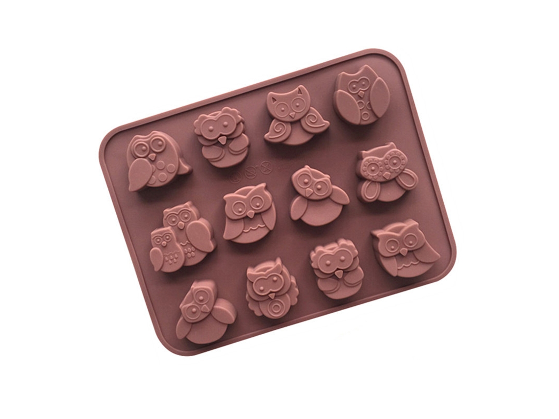 MEOIRUERY Moldes de Silicona con Forma de Búho, 12 Cavidades, para Chocolate, Dulces y Pasteles, Lindos