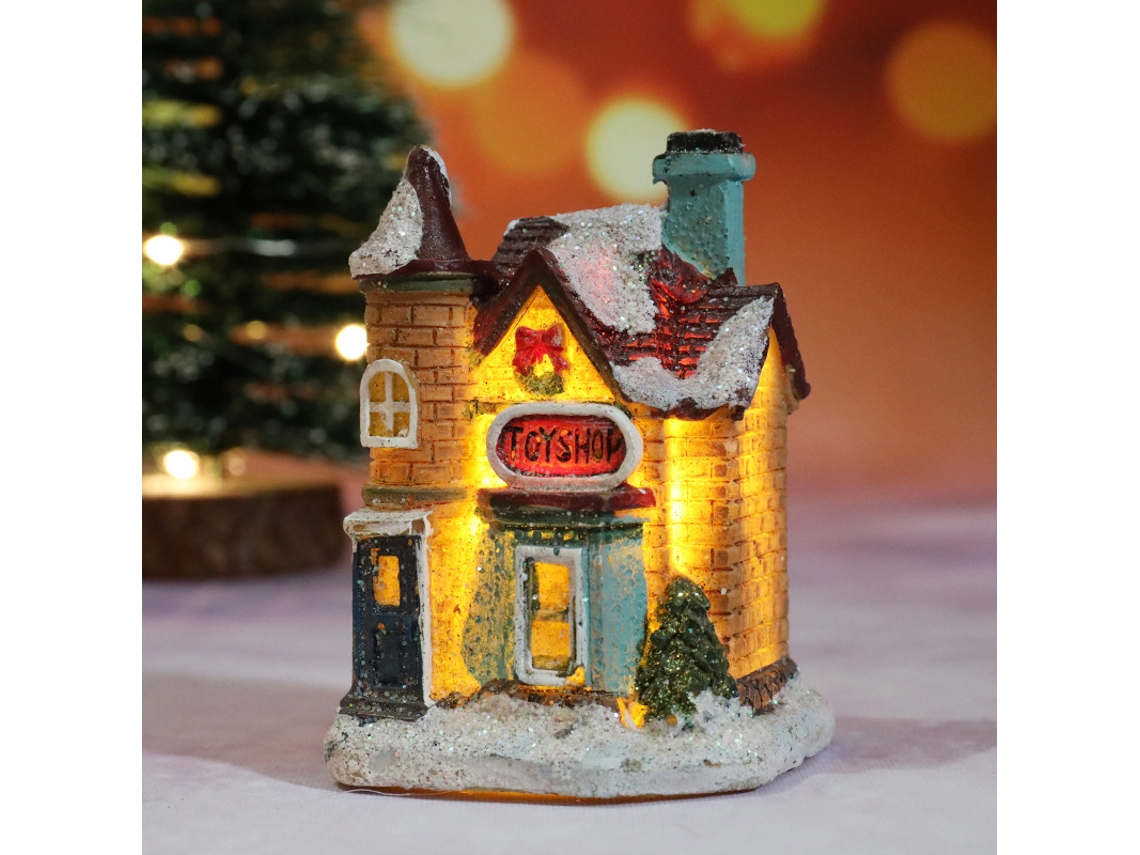 Decoración navideña de resina para casa Yuysan con luces, estilo J