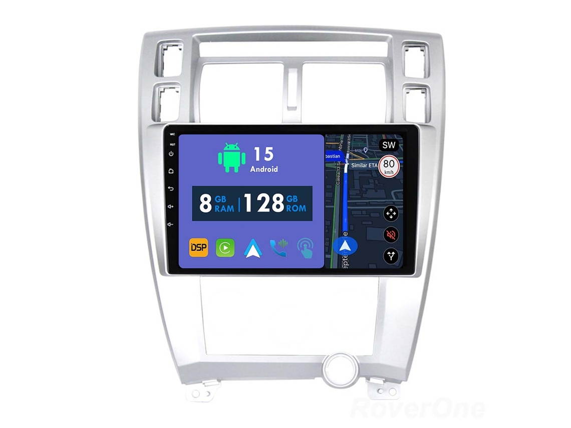 Coche Radio Android Auto Autoradio 8GB RAM 128G ROM CarPlay Navegación GPS Pantalla Táctil RoverOne para Hyundai Tucson 1 2004 - 2009 