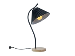 Lámpara De Mesa Con Pantalla Plisada Tela, Mesilla Noche Moderna Metal Para Dormitorio Y Sala Estar