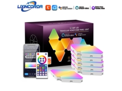 Paneles de luz LED triangulares inteligentes RGBIC Lixincorda, 3 piezas, sincronización de música, aplicación, control remoto y control por voz con Alexa