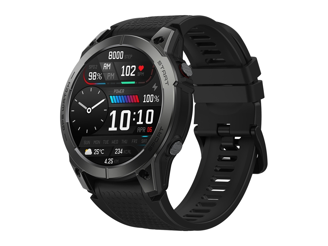 Smartwatch Zeblaze Stratos 3 Pantalla AMOLED de 1,43 '' IP68 resistente al agua, compatible con llamadas Bluetooth/GPS (negro)