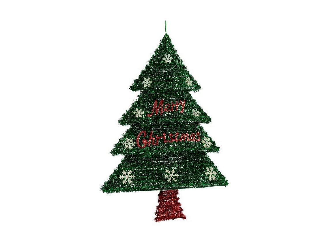 Decoración Árbol de Navidad Rojo Plata Verde Plástico Polipropileno 44 X 58.8 X 7 cm
