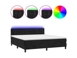 Maison Exclusive - Cama Box Spring Colchón Y Led Terciopelo Negro 160x200 Cm