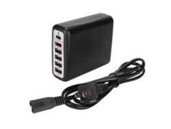 Carregador De Mesa 6 Portas 100w Carregamento Rápido Usb Hub Pd 20w Qc3.0 Preto