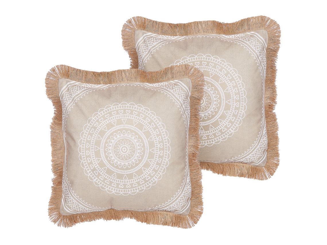 Juego de cojines decorativos BELIANI Agrimony de Poliéster Beige 45x7x45