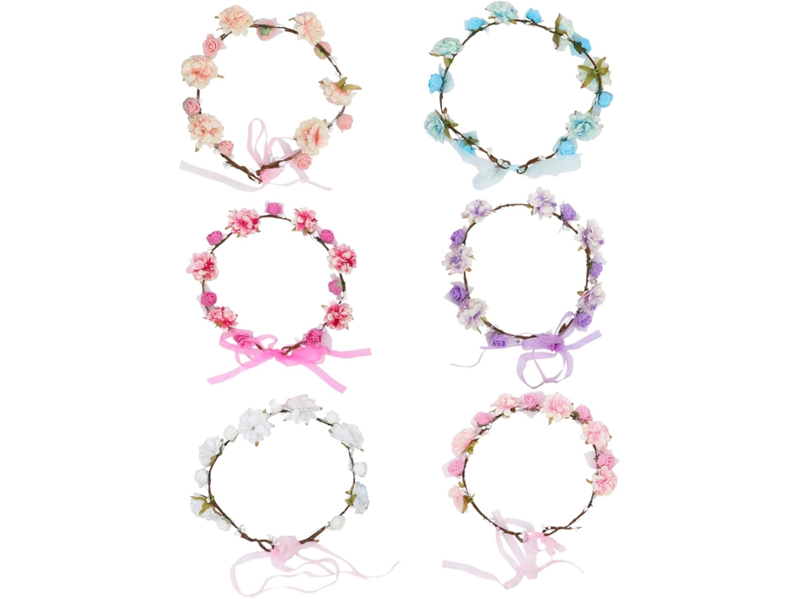 6 Piezas De Diademas Con Estampado Floral Sintético Para Un Accesorio Para El Cabello Elegante Y Cómodo.