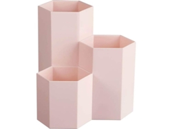 Bote Hexagonal Multifuncional Rosa Para Guardar Brochas De Maquillaje, Bolígrafos Y Artículos De Papelería - Decoración De Oficina