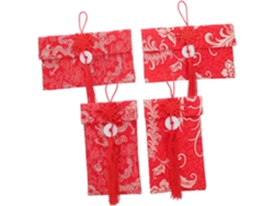 Sobres De Tela Roja Bordados Con Dragones Y Fénix, Paquete De 4, Para Hongbao Del Año Nuevo Chino