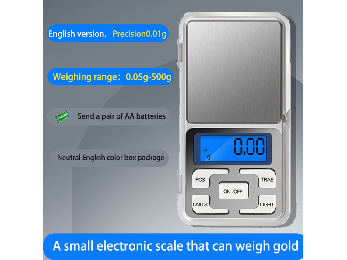 Báscula de joyería de alta precisión Siurn, báscula portátil para joyas de oro de 500 g/0,01 g