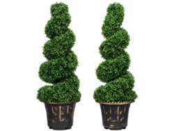 Juego de 2 plantas decorativas de boj artificial en espiral de 90 cm con maceta.