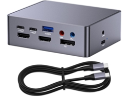 Estación De Acoplamiento Multipuerto 16 En 1 Para Displayport De Hdtv 4k Y Pantalla Metálica De 5".
