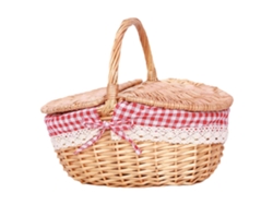 Cesta de ratán hecha a mano con asa, cesta de ratán para picnic y camping con tapa Ho C7r