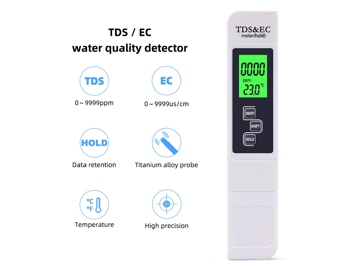 Lápiz Medidor De Calidad De Agua Portátil 3 En 1, Medidor De Tds Y Ec, Analizador Preciso.