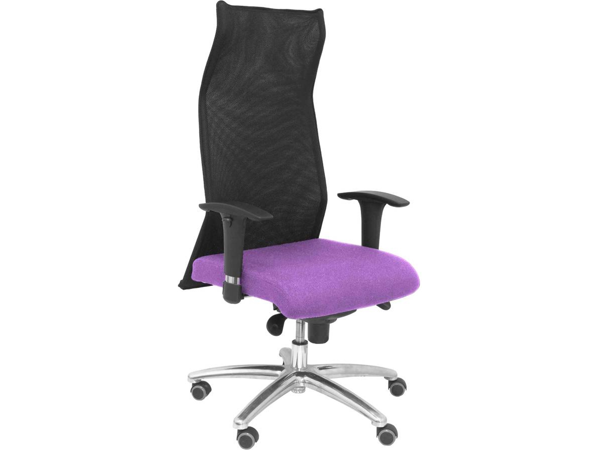 Silla de Escritorio Ejecutiva PIQUERAS Y CRESPO Sahúco XL Lila y Negro con ruedas de parqué (Malla y Tejido)
