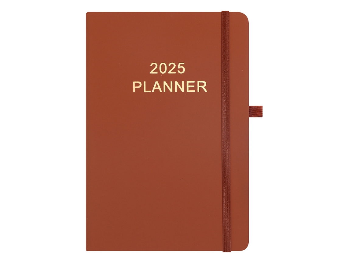 Agenda 2025 de tapa dura roja, 12 meses, páginas de notas