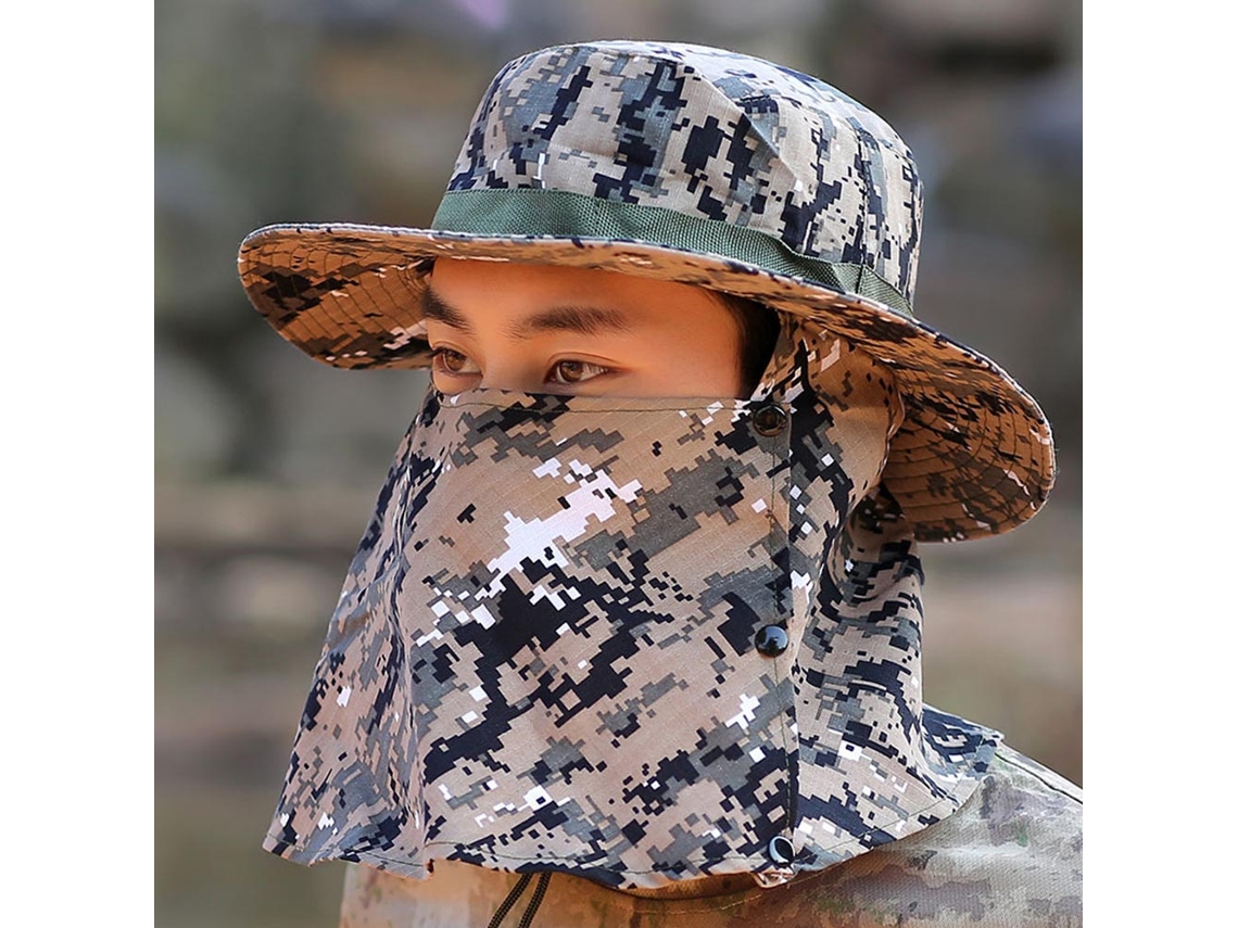 2026rebe-gorra De Pesca Con Protección Solar Y Viento, Sombrilla Ajustable Con Correa De Barbilla Camuflaje