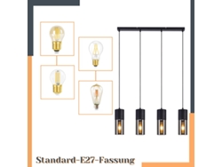 Lámpara colgante para mesa de comedor, E27, 4 llamas, LED ajustable, pantalla de cristal moderna Nettlife