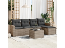 Conjunto de sofá de jardín de 6 piezas con cojines de mimbre gris, Dkd Home Decor