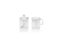 Set De Azucarero Ø7x11,5cm Y Lechera Ø7x10,5cm De 200ml De Capacidad Fabricados En Vidrio (incluye Cuchara De Acero Inoxidable)