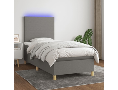 VIDAXL Colchón con somier/LED (gris - Tela - 90 x 200 cm)