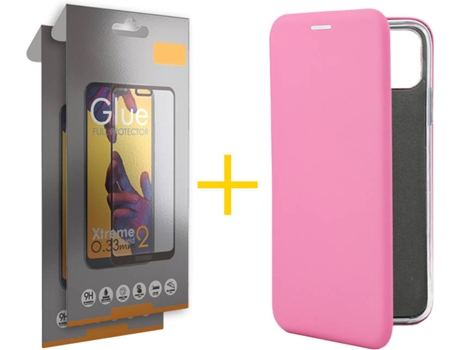 Kit Funda + Protector de Pantalla Apple iPhone 11 Pro Max SKYHE Flip Cover 0457 Rosa
