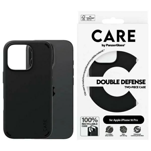 Funda PanzerGlass Double Defense para protección de esquinas del iPhone 16 Pro