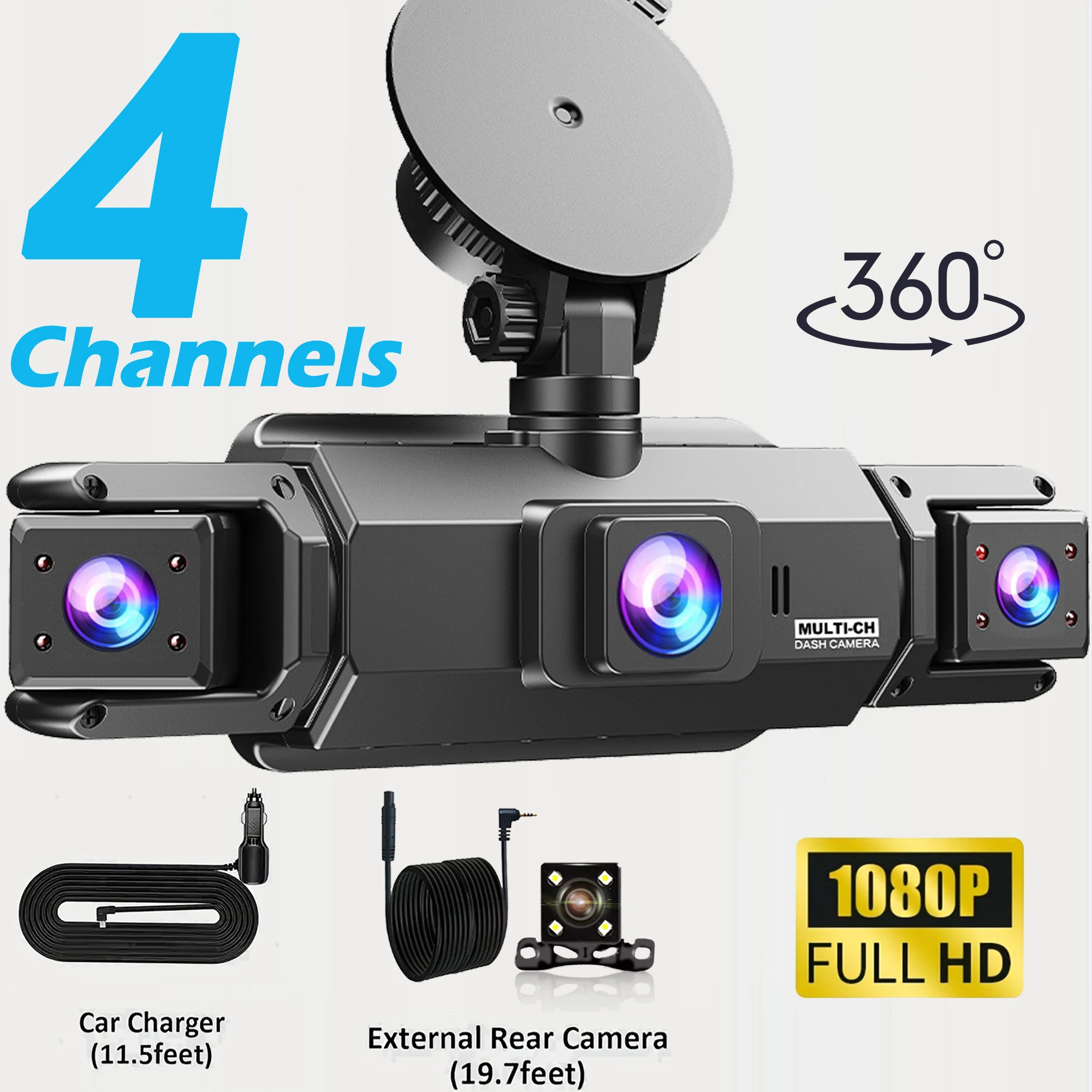(canal 64g4) Câmera Veicular Panorâmica De 360°