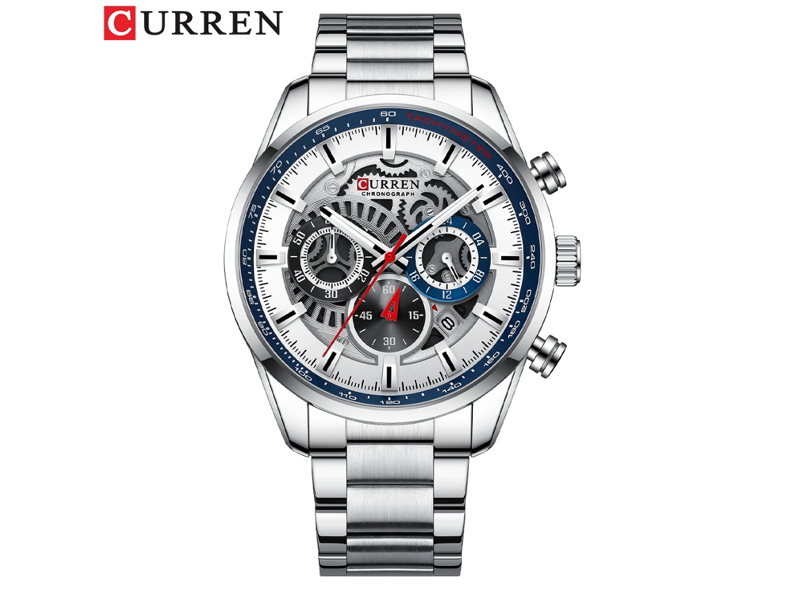 Reloj De Pulsera De Cuarzo Para Hombre (blanco), De Seis Manecillas, Resistente Al Agua, Con Esfera Grande, Ideal Para Negocios.