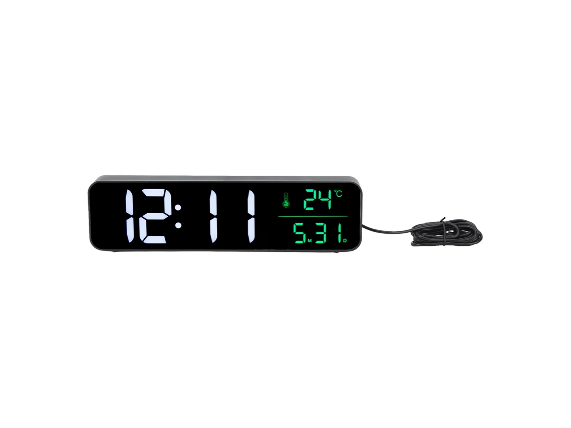 Reloj despertador LED 2026 con música, pantalla grande, temperatura, fecha, 5 niveles de brillo ajustables, digital, negro.