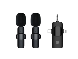 Micrófonos De Solapa Inalámbricos Chrui Micrófono Dual K15 (3 En 1)