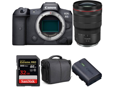 Kit Cámara CANON EOS R5 RF 15-35mm f/2.8L IS USM + SanDisk 32 GB + Batería + Bolsa (Full-Frame)