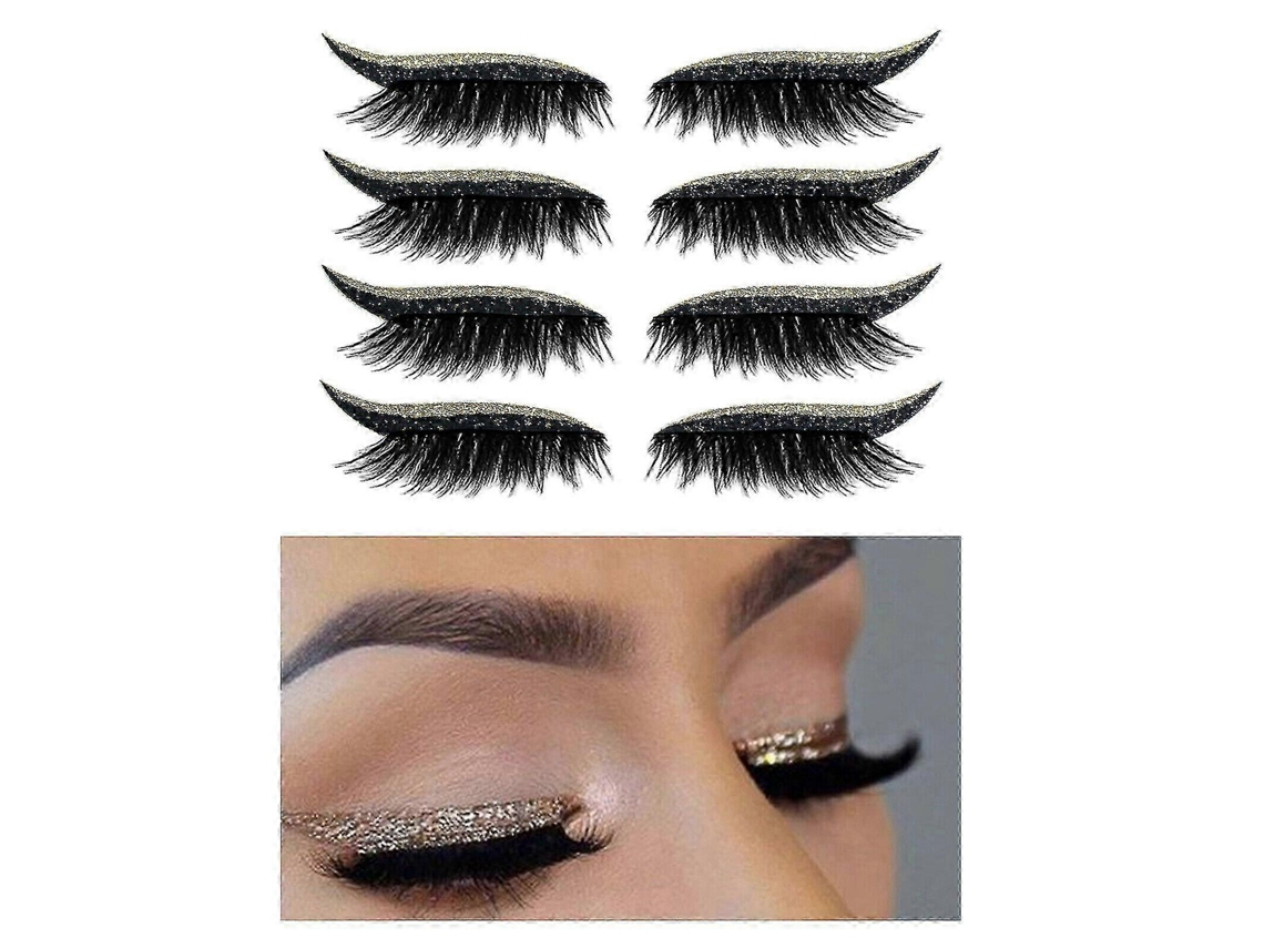 4 pares de adhesivos reutilizables para pestañas, delineador con purpurina, cinta invisible y herramienta de maquillaje autoadhesiva de Rosewell