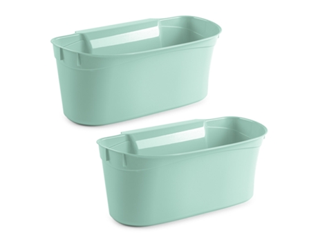 PLASTIC FORTE Lote de 2 Cestas Recogedoras para Cocina Multiusos Colgantes Verde