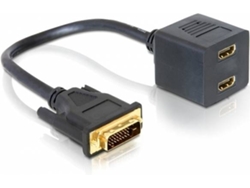 Adaptador HDMI DELOCK DVI-D para 2x HDMI Negro 0.2m