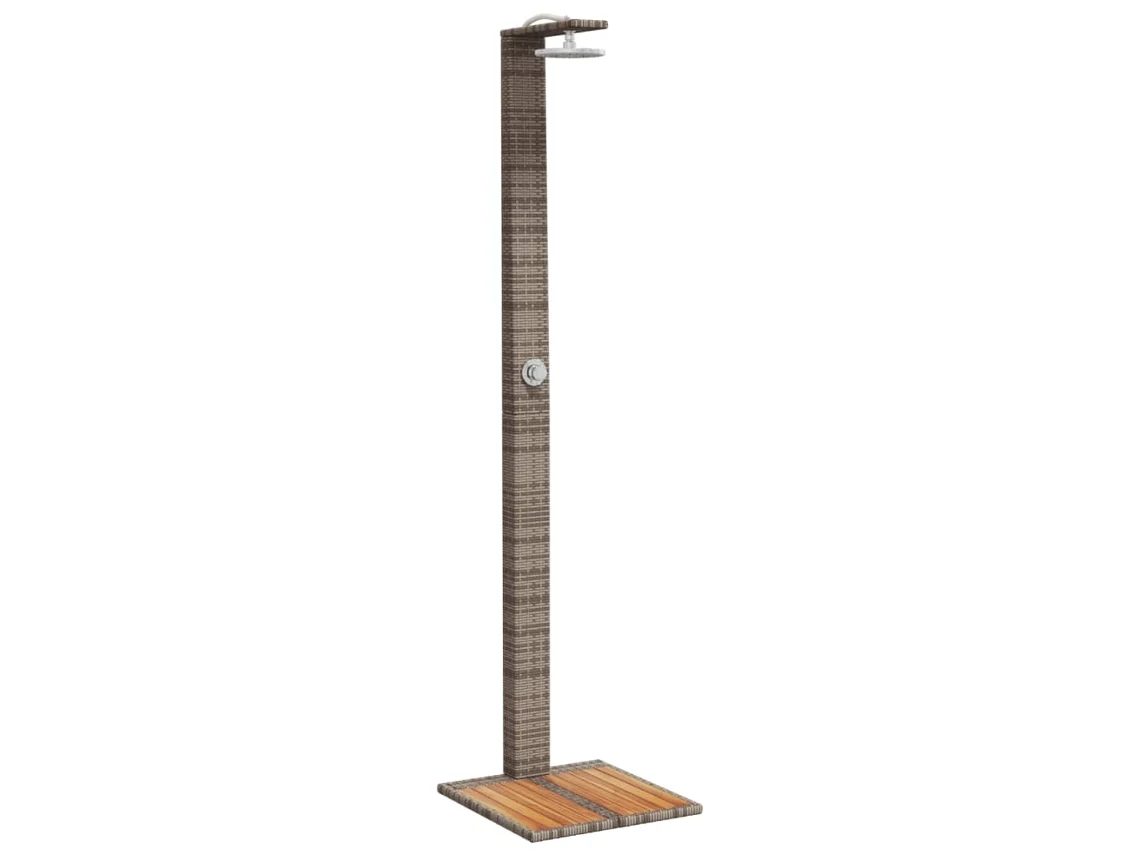 Ducha exterior de mimbre con madera de acacia, gris, MAISON EXCLUSIVE (50x55x224 cm)