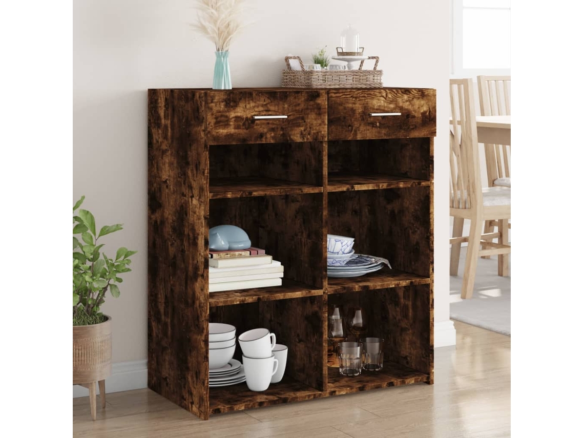 Aparador De Madera De Ingeniería Roble Ahumado 80x42,5x93 Cm