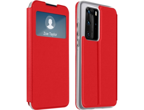 Funda Huawei P40 Pro AVIZAR Cartera Ventana Rojo