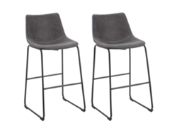 Conjunto De 2 Bancos De Bar Beliani Franks De Tecido Cinzento 50x56x99