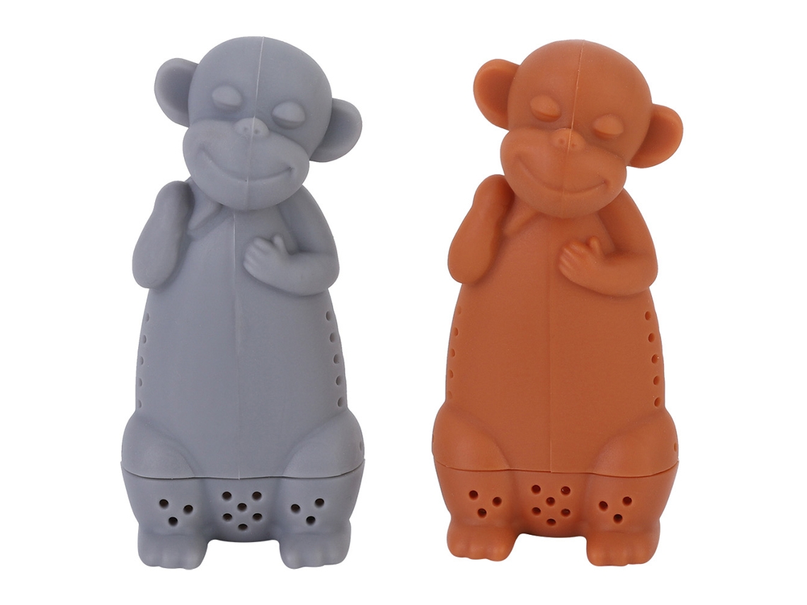 2 Coladores De Té De Silicona Con Diseño De Mono De Dibujos Animados Para Infusor De Té A Granel.