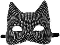 Máscara De Media Cara De Gato Con Diamantes De Imitación, Ideal Para Carnaval, Cosplay Y Fiestas.