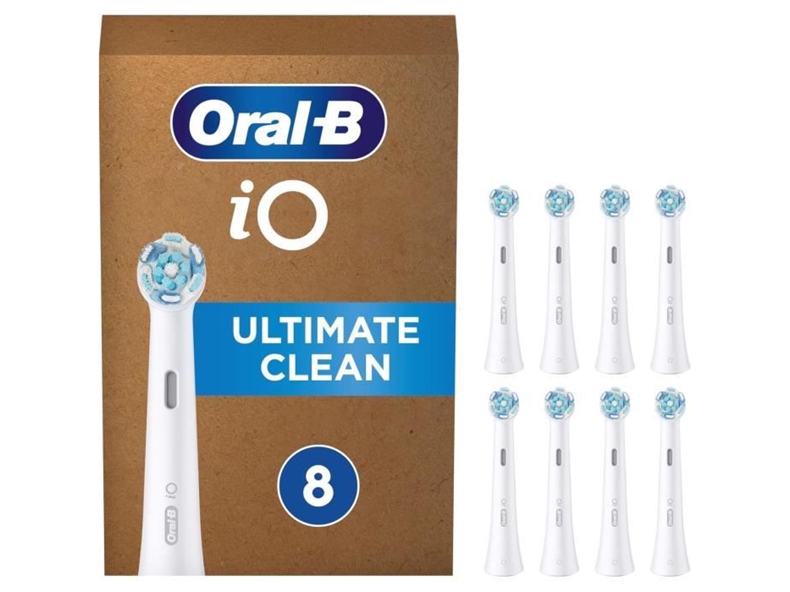 Cabezales de repuesto para cepillo de dientes Oral-B Io Ultimate Clean (8 unidades, filamentos entrelazados para eliminar la placa)