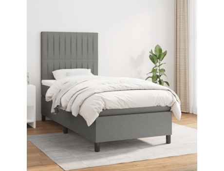 Cama con somier VIDAXL (Gris - Tela - 203 x 90 x 128 cm)