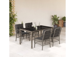 Juego de comedor de jardín de 5 piezas DKD Home Decor con cojines de mimbre gris
