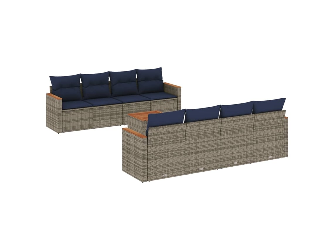 Maison Exclusive - Conjunto De Sofá De Jardín De 9 Piezas Con Cojines, Poliratán Gris